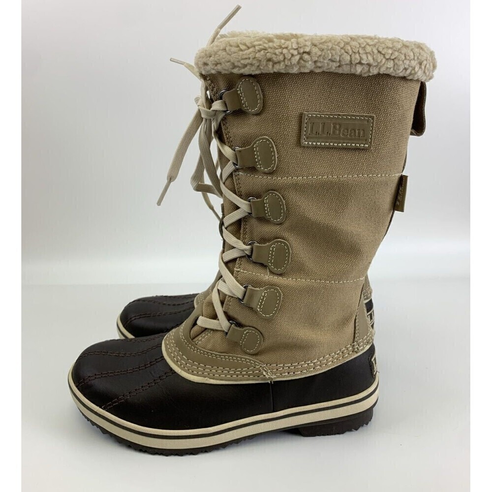 BOGO LL Bean Rangeley Insulated Pac Boots Tan Canvas Lace Up Waterproof 502965 6 - Picture 2 of 13